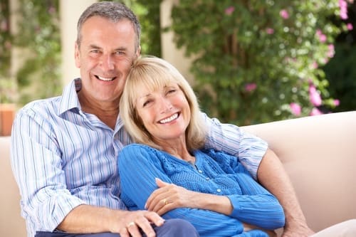 Smiling older couple with dentures Minot ND